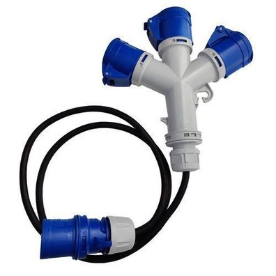 Marlanvil CEE Camping Adapterleitung Mehrfachsteckdose 3x16A 3P mit 1,5m Kabel 5101