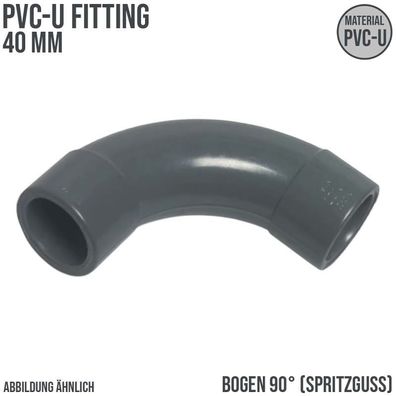 40 mm PVC Klebe Fitting Bogen Winkel 90° (Spritzguss) - PN 16 bar