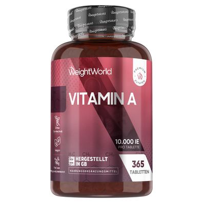 Augenvitamine - Vegane Vitamin A Tabletten - Retinol 10.000IE- 365 Tabletten