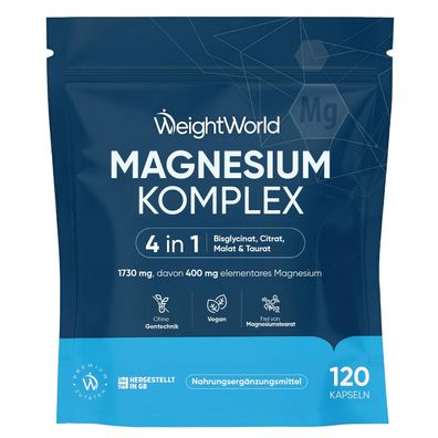 WeightWorld Magnesium Komplex - 1730 mg pro Portion - 120 vegane Kapseln