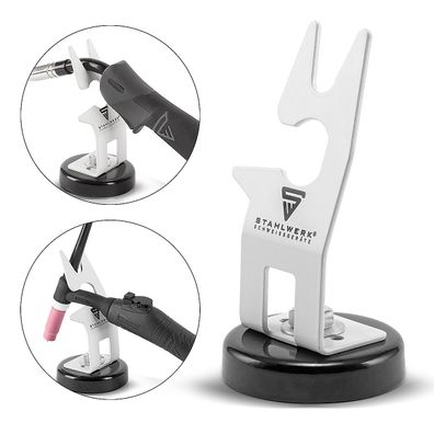 Stahlwerk Schweißbrenner-Halterung mit magnetischem Standfuß weiß Wig Mig Plasma