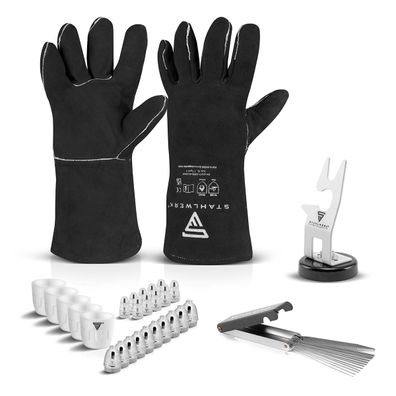 Stahlwerk Plasma Set P80 Brennerhalter Verschleißteile Schutzhandschuhe Düsenreiniger