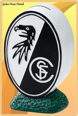 SC Freiburg Spardose Logo Wappen Rasen SCF Sparbüchse Gr: 10,5x6x14,5cm NEU