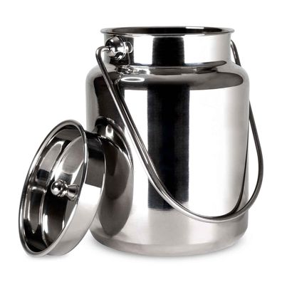 Milchkanne Premium 5 Liter Edelstahl mit Deckel Milchkessel Rohmilch Milch Kanne