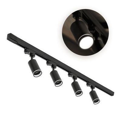Schienensystem Komplett-Set 4x GU10 Lampe + 1m Schienensatz Schwarz