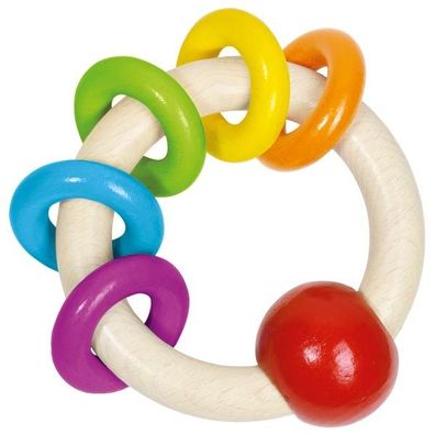 Greifling 5 Regenbogenringe goki 65323 Holz Baby-Spielzeug Rassel Made in Germany