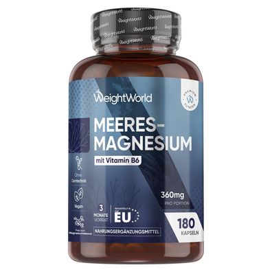 Magnesium als Magnesiumoxid - 180 Meeres - 360mg pro Kapsel - WeightWorld