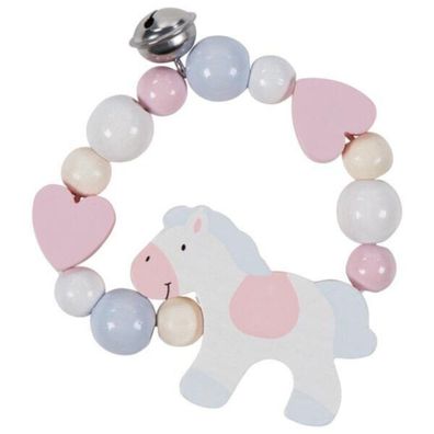 Greifling rosa Pferd goki 65236 Holz mit Glöckchen Baby-Spielzeug Made in Germany