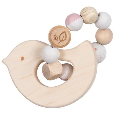 Elastik Greifling Vogel rosa goki 65336 Holz Baby-Spielzeug Made in Germany