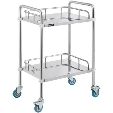 VEVOR Servierwagen Edelstahl 2 Böden Laborwagen Rollwagen 100 kg