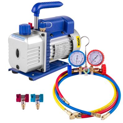 VEVOR 3 CFM Vakuumpumpe 1/4 HP 2-Wege Manometer-Set 220 V