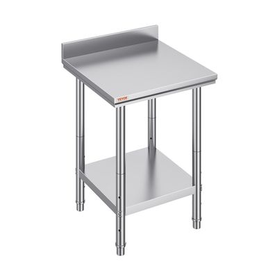 VEVOR Edelstahltisch 60x60cm Arbeitstisch mit Aufkantung Gastro