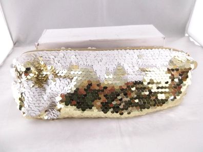 Peter Schmidinger Paillettentasche in gold/weiß