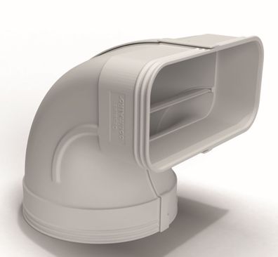 Flachkanal 175x80mm auf Ø 150mm Abluft Adapter Umlenkstück beidseitig mit Muffen