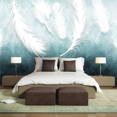 Fototapete Weiße Federn 3D Wanddeko Wohnzimmer Schlafzimmer Vlies Tapete Modern 6439