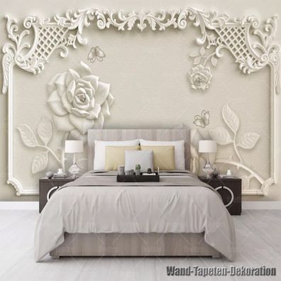 Fototapete 3D Säulen Blumen Relief Wandbild Wohnzimmer Vlies Tapete 9395