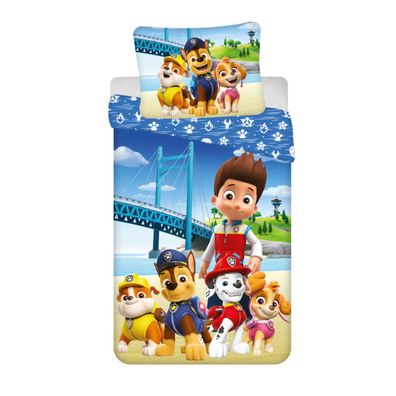 Paw Patrol Bettwäsche-Set für Kinderbett 140 x 200 cm + 70 x 90 cm aus 100% Baumwo