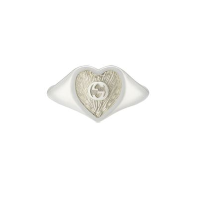 Gucci - YBC645544003 - Gucci Herzring mit Herzmotiv aus Sterlingsilber und Emaille