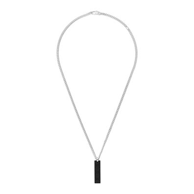 Gucci - YBB797174001 - Gucci Tag-Halskette aus Sterlingsilber und schwarz gummiertem