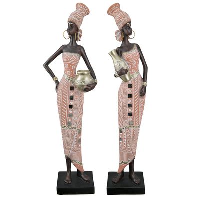 Gilde Figur, Afrikanische Frau, "Malaika", graphisch, Kunstharz, braun, rosa, L