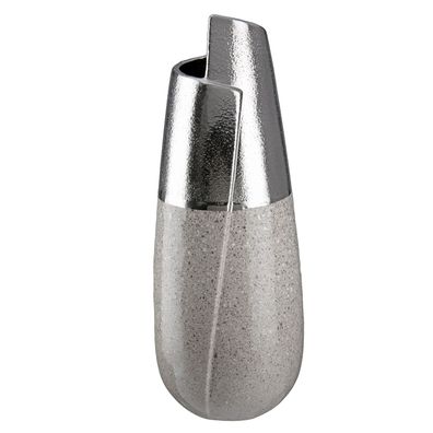Gilde Vase, "Marmo", Keramik, grau, silberfarben, VE 2, L. 12.5 cm, B. 12.5 cm,