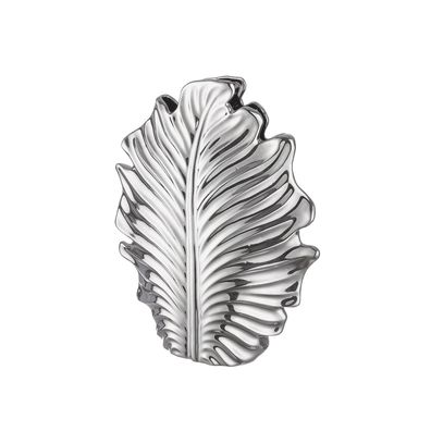 Gilde Vase, Blatt, "Monstera", Keramik, silberfarben, VE 2, L. 9.5 cm, B. 23 cm,