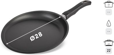 Gastrolux Biotan-Plus Induktion fester Griff Guss-Crepepfanne 28cm 17628