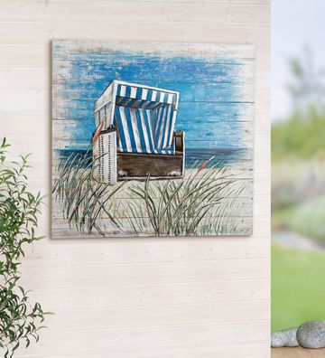 Gilde GILDE Gallery, Bild, quadratisch, "Strandkorb", Strandkorbmotiv, Strandmotiv