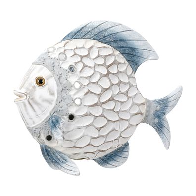 Gilde Figur, Fisch, "Azuro", Kunstharz, weiß, hellblau, VE 2, L. 7 cm, B. 22 cm,