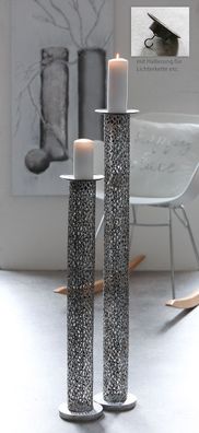 Gilde Kerzenleuchter, "Purley", Metall, silberfarben, VE 1, H. 80 cm, D. 15 cm 74218