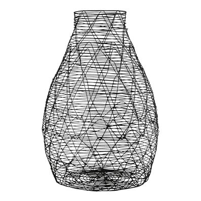 Gilde Vase, bauchig, "Wire", Metall, schwarz, VE 3, H. 26 cm, D. 17 cm 58026