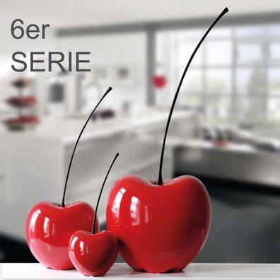 Gilde Dekoobjekt, Kirsche, "Passion", Keramik, rot, VE 2, B. 17 cm, H. 42 cm 36406