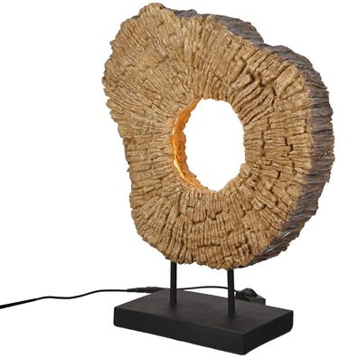 Gilde Tischleuchte (LED), rund, "Wood art", Kunstharz, braun, VE 1, L. 14 cm, B