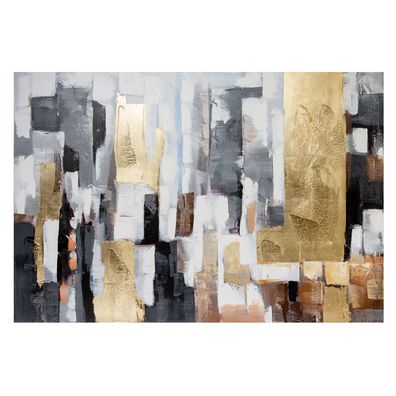 Gilde Bild, rechteckig, "Rechtecke", Holz, Leinwand, grau, goldfarben, VE 1, L