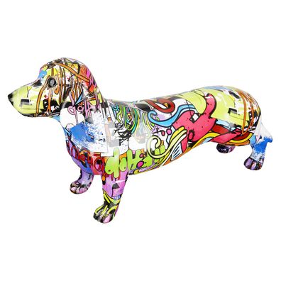 Gilde Figur, Dackel, "Street Art", Graffiti, Kunstharz, mehrfarbig, VE 2, L. 40