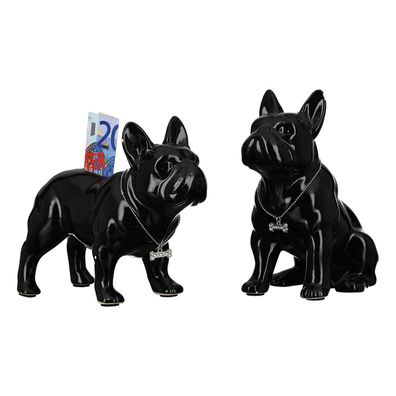 Casablanca Spardose, Hund, "Bulli", Bulldogge, Keramik, schwarz, , 2 Stück wie