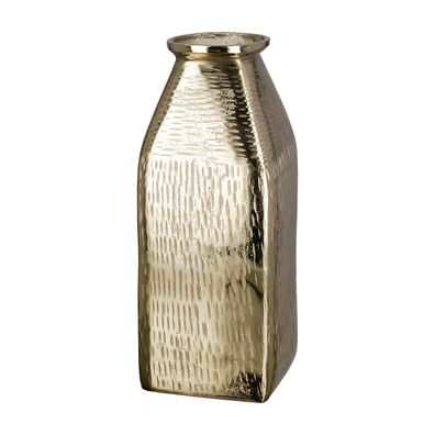 Gilde Vase, "Lola", Aluminium, goldfarben, VE 1, L. 13 cm, B. 13 cm, H. 38 cm