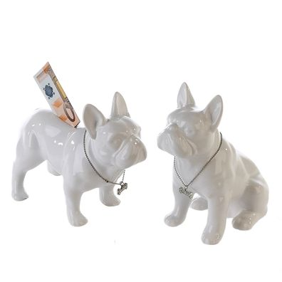 Casablanca Spardose, Hund, "Bulli", Bulldogge, Keramik, weiß, , 2 Stück wie abgebi