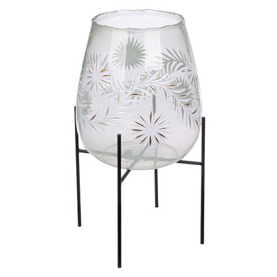 Gilde Windlicht, "Diore", Blumendesign, Glas, klar, VE 1, H. 50 cm, D. 24 cm 59112