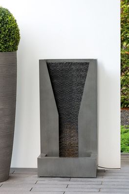 Gilde Brunnen, rechteckig, "Cascata", Stahl, grau, VE 1, L. 25 cm, B. 46 cm, H