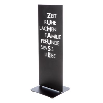 Gilde Standrelief, rechteckig, "Zuhause", Spruch, Metall, schwarz, VE 2, L. 30