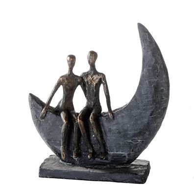 Gilde Skulptur, "Moon", Paarmotiv, Kunstharz, grau, bronzefarben, VE 1, L. 7.5