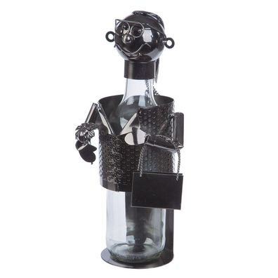 Gilde Flaschenhalter, "Oma", Metall, silberfarben, VE 2, L. 12 cm, B. 14.5 cm, H