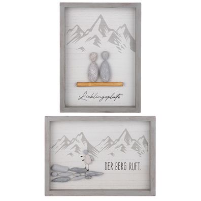 Gilde Steinbild, rechteckig, "Lieblingsplatz/Berg", Spruch, Holz, Kunstharz, MDF,