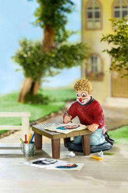 Gilde Clown, "Der Zeichenkünstler 2tlg", Kunstharz, rot, VE 1, L. 10 cm, B. 8 cm,