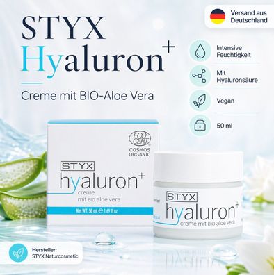 STYX Hyaluron+ Creme Bio Aloe Vera 50 ml vegan COSMOS Organic
