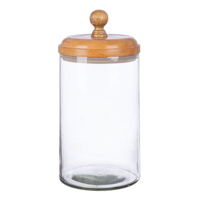 Gilde Vorratsglas, "Presa", Glas, Mangoholz, klar, VE 3, H. 26 cm, D. 12.5 cm
