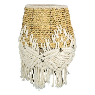 Gilde Windlicht, "Bossa", Bambus, Rattan, creme, naturfarben, VE 1, H. 33 cm, D