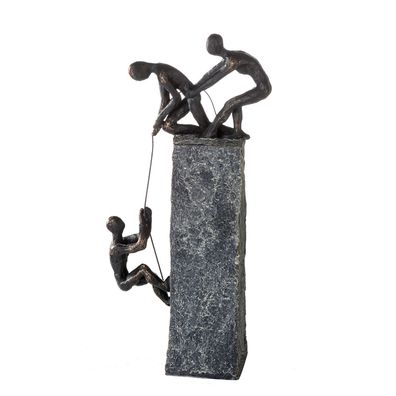 Gilde Skulptur, "Assistance", Seilmotiv, Gruppe, Kunstharz, grau, bronzefarben,