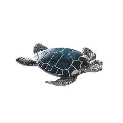 Gilde Figur, Schildkröte, "Josie", Kunstharz, blau, silberfarben, VE 4, L. 16 cm,